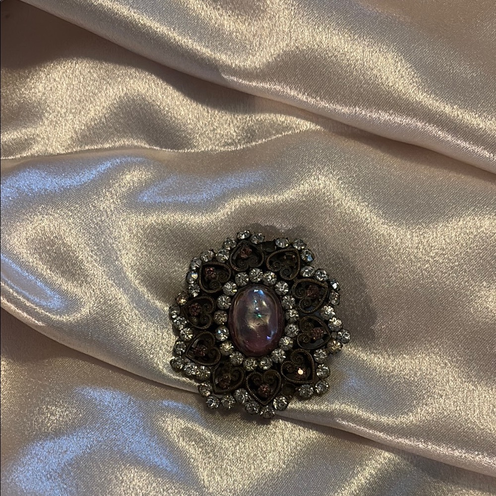 Vintage  Silver and Purple Brooch